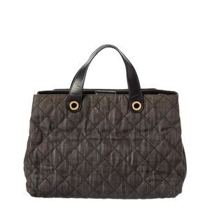 Chanel Black Denim Calfskin Leather Denim Quilted Tote (Authentic Pre-Loved)